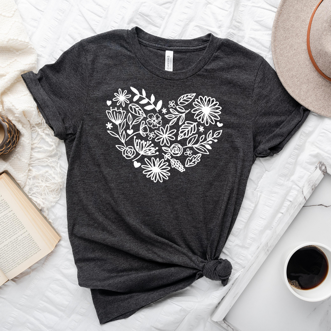 floral heart unisex tee