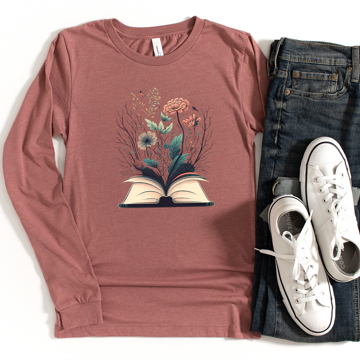 floral pages long sleeve unisex tee