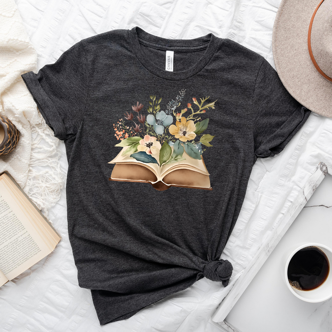 floral watercolor books unisex tee – Piper and Ivy