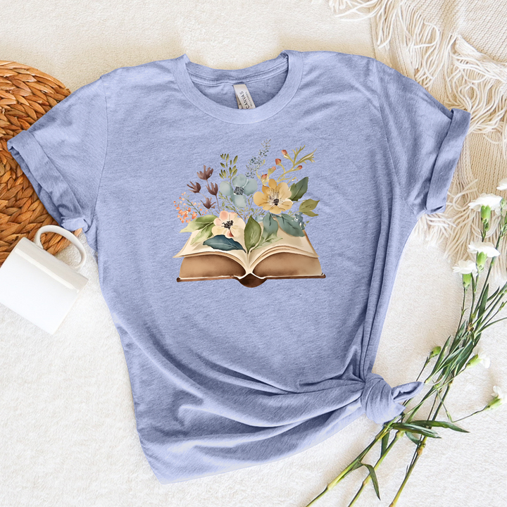 floral watercolor books unisex tee