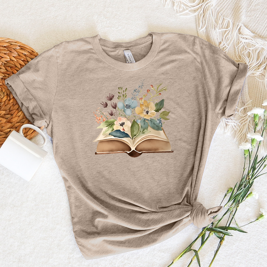 floral watercolor books unisex tee