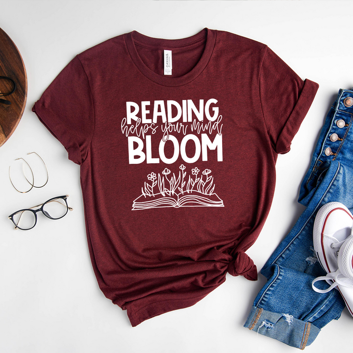 reading helps your mind bloom unisex tee