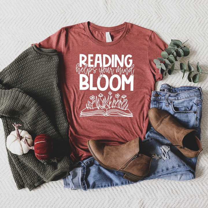 reading helps your mind bloom unisex tee