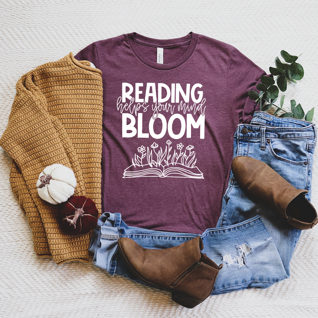 reading helps your mind bloom unisex tee