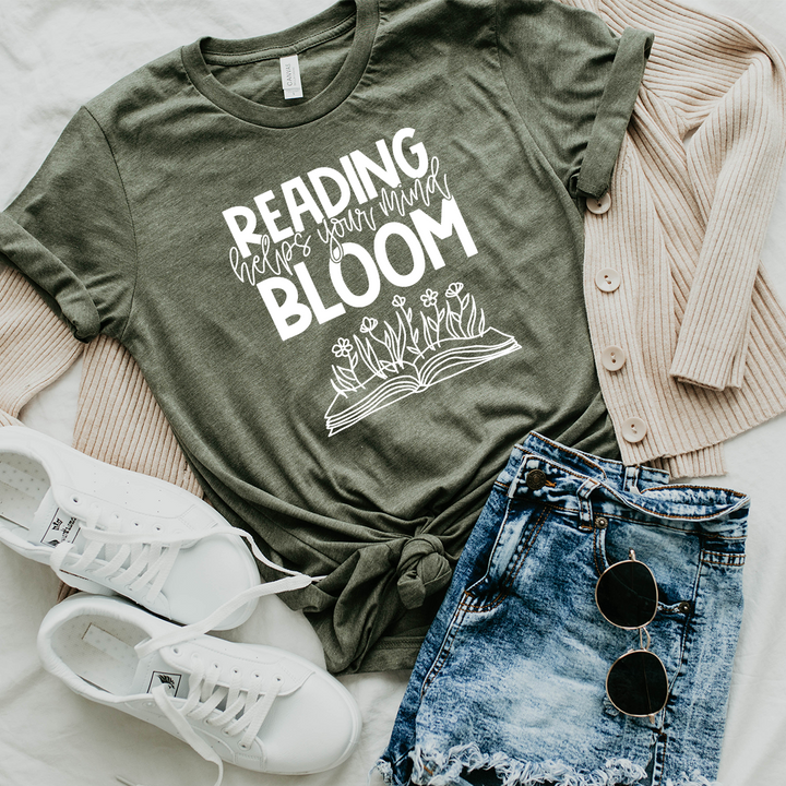 reading helps your mind bloom unisex tee