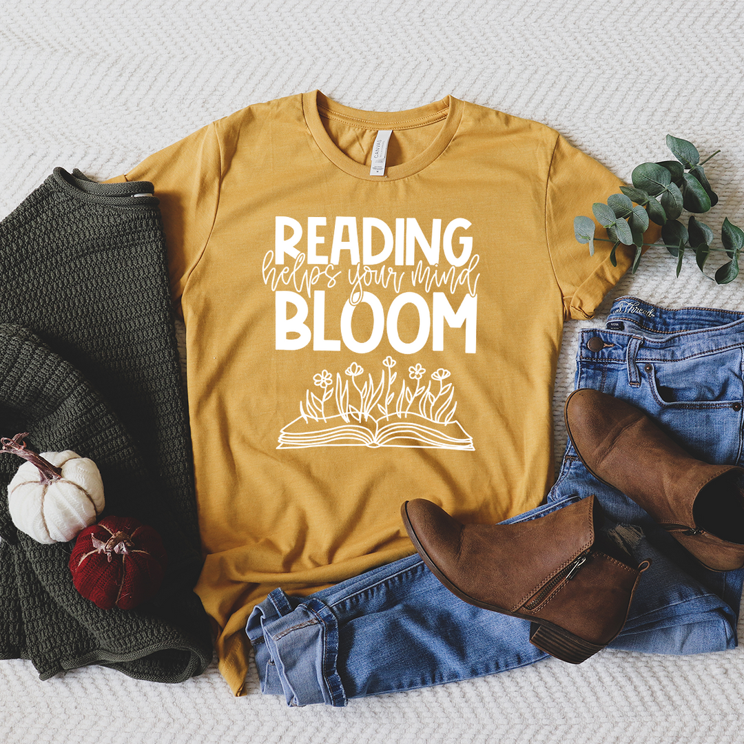 reading helps your mind bloom unisex tee