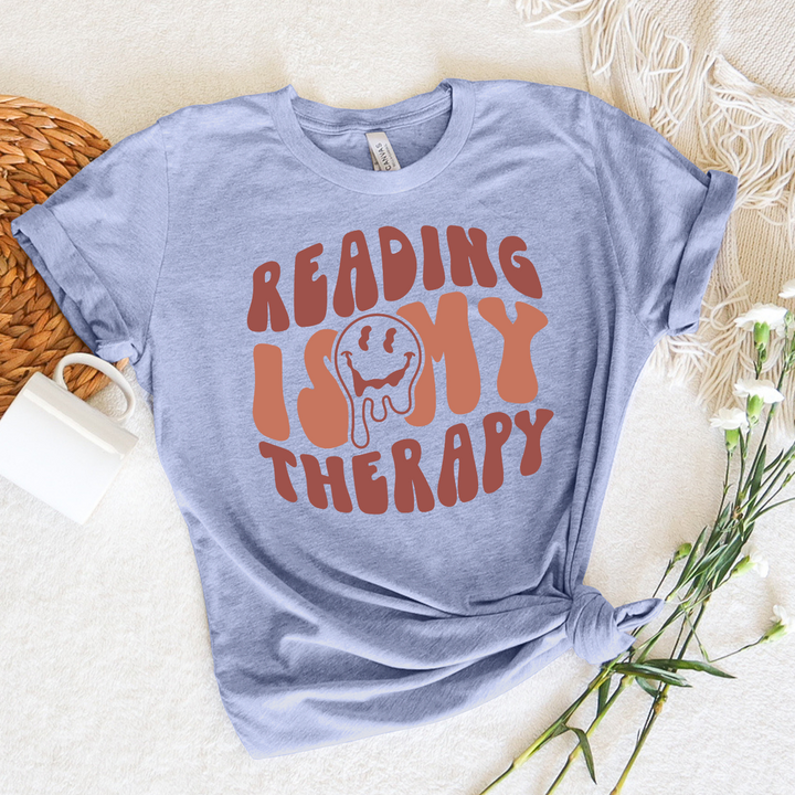 colorful reading is my therapy unisex tee