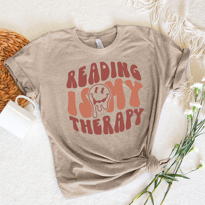 colorful reading is my therapy unisex tee