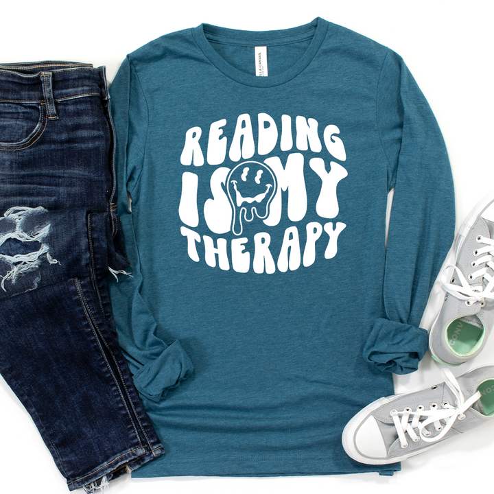 reading is my therapy long sleeve unisex tee