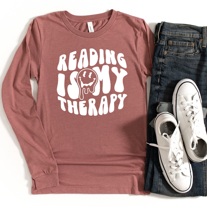 reading is my therapy long sleeve unisex tee